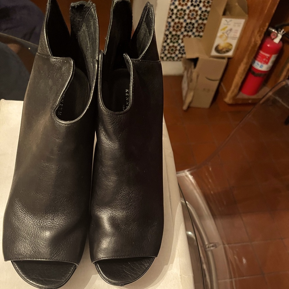 Never worn peep toe wedge ankle bootie